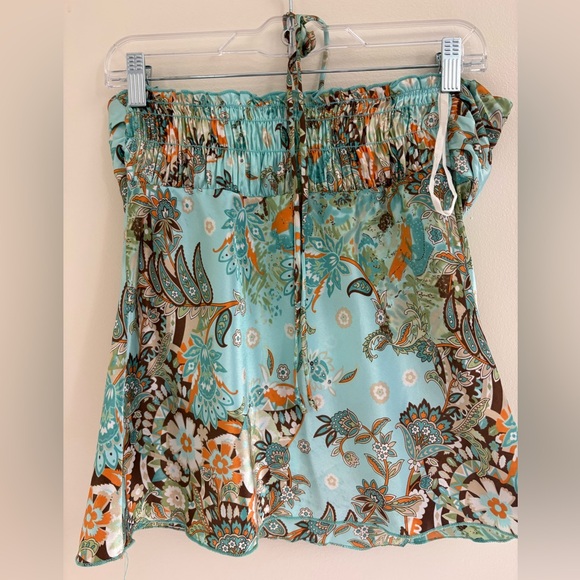 Vintage Y2K Paisley Halter Top Turquoise Boho Fairycore Festival Tank XL summer - Picture 3 of 4